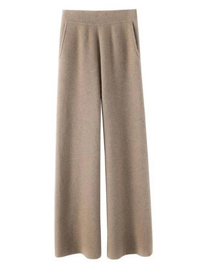 2023. gada rudens ziema — jaunas kašmira sporta bikses sievietēm, brīvas, melnas, ar augstu vidukli