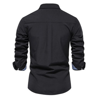 AIOPESON 2023 Нова есенна памучна мъжка оксфордска риза с дълъг ръкав и копчета Социални бизнес ежедневни ризи за мъже