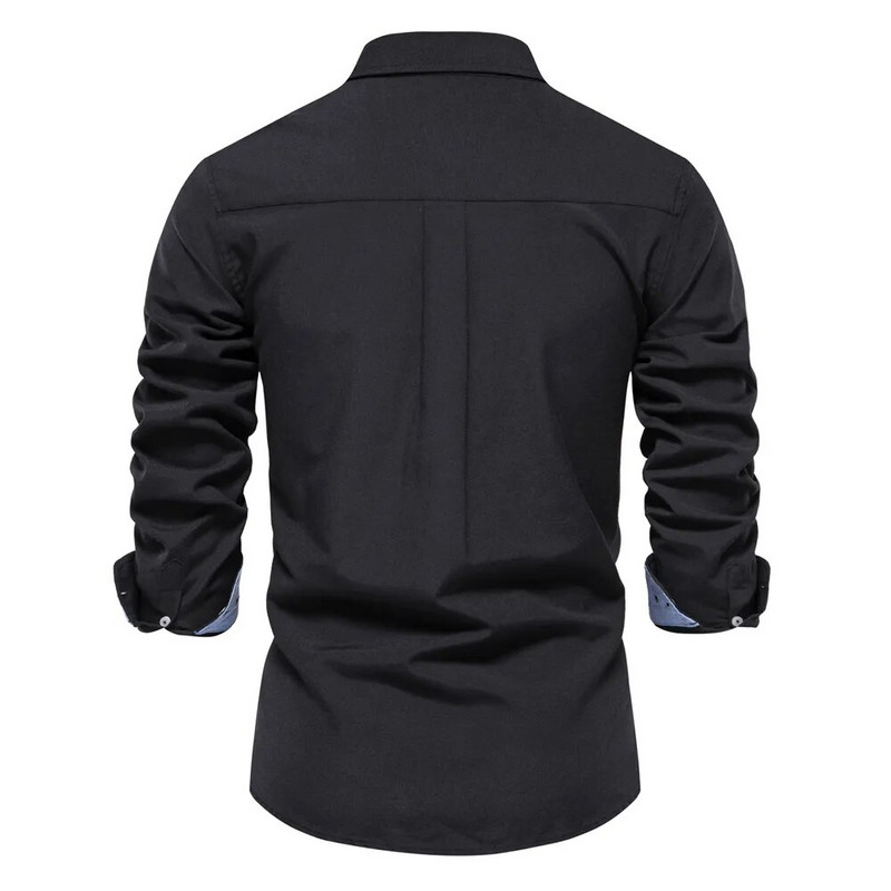 AIOPESON 2023. gada jauni rudens kokvilnas vīriešu Oksfordas krekls ar garām piedurknēm, pogām, sociālie biznesa ikdienas krekli vīriešiem