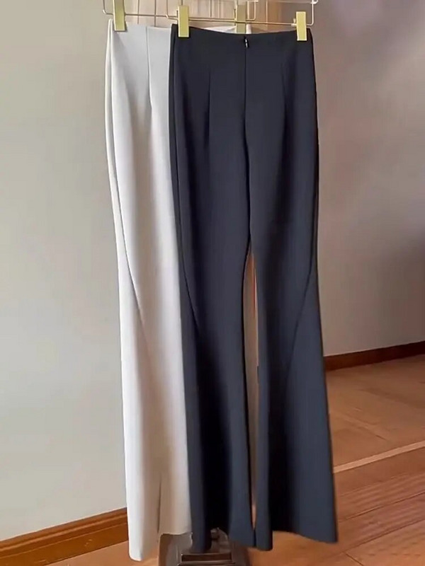 Sieviešu 2024. gada pavasaris, rudens, jaunas bikses ar augstu vidukli, sieviešu vienkrāsainas, uzvalks bikses, sieviešu modes bikses ar rāvējslēdzēju, brīvā laika pavadīšanas bikses Y631