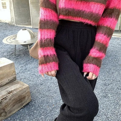 2023-as koreai hétköznapi széles szárú nadrágok női tavaszi és őszi dizájn magas derekú, egyenes, széles szárú nadrágok