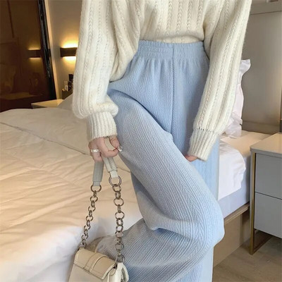 2023-as koreai hétköznapi széles szárú nadrágok női tavaszi és őszi dizájn magas derekú, egyenes, széles szárú nadrágok