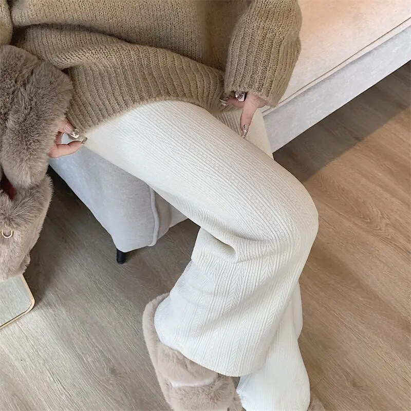 2023-as koreai hétköznapi széles szárú nadrágok női tavaszi és őszi dizájn magas derekú, egyenes, széles szárú nadrágok