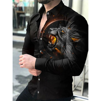 2021 Висококачествено европейско американско мъжко облекло Ежедневна модна риза с щампи Едноредна жилетка Риза с дълъг ръкав Мъжка