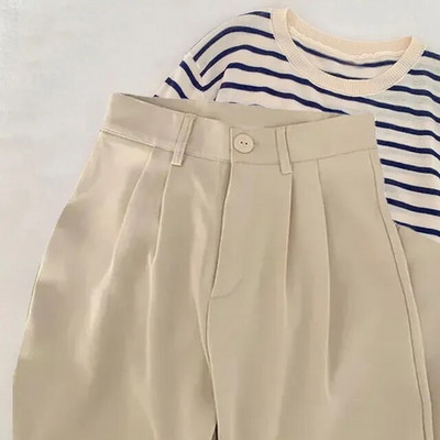 Magas derekú női öltöny nadrág ősz egyenes irodai női koreai divat nadrág alkalmi gombos bő női fekete nadrág Új