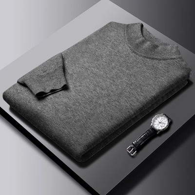 Vīriešu vienkrāsains trikotāžas džemperis, modes ikdienas, ērti topi, klasiski vīriešu džemperi ar pusapkakli