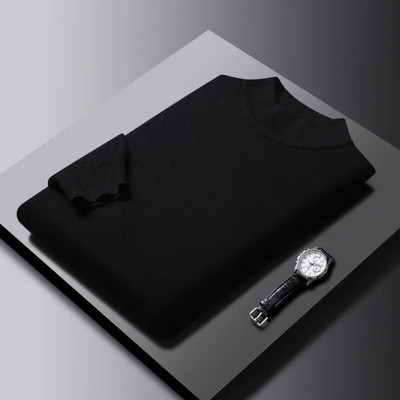 Vīriešu vienkrāsains trikotāžas džemperis, modes ikdienas, ērti topi, klasiski vīriešu džemperi ar pusapkakli