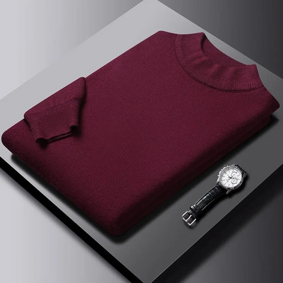 Vīriešu vienkrāsains trikotāžas džemperis, modes ikdienas, ērti topi, klasiski vīriešu džemperi ar pusapkakli