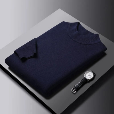 Vīriešu vienkrāsains trikotāžas džemperis, modes ikdienas, ērti topi, klasiski vīriešu džemperi ar pusapkakli