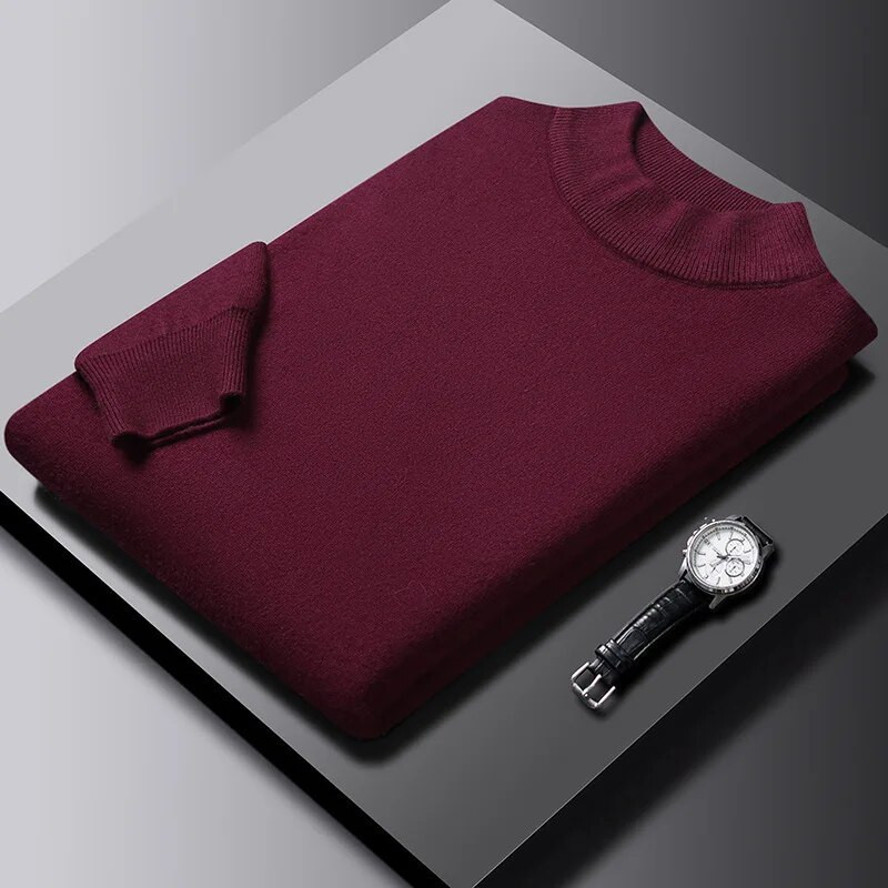 Vīriešu vienkrāsains trikotāžas džemperis, modes ikdienas, ērti topi, klasiski vīriešu džemperi ar pusapkakli