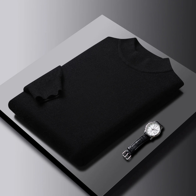 Vīriešu vienkrāsains trikotāžas džemperis, modes ikdienas, ērti topi, klasiski vīriešu džemperi ar pusapkakli