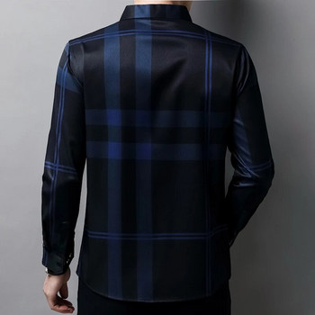 Нови висококачествени мъжки ризи, тесни копринени ризи, пролетни ежедневни карирани ризи с дълъг ръкав Camisa Masculina C728