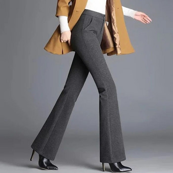 Casual ψηλόμεσο μονόχρωμο γκρι λεπτό μάλλινο παντελόνι κορεατικού στυλ Κλασικό παντελόνι Γυναικείο επίσημο κομψό Παντελόνι Flare μεγάλο μέγεθος 4XL