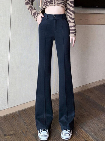 Απλή μόδα 2023 Ψηλόμεση Slim Flare Παντελόνι Γυναικεία Casual Streetwear Μακρύ παντελόνι Femme Pantalones De Mujer