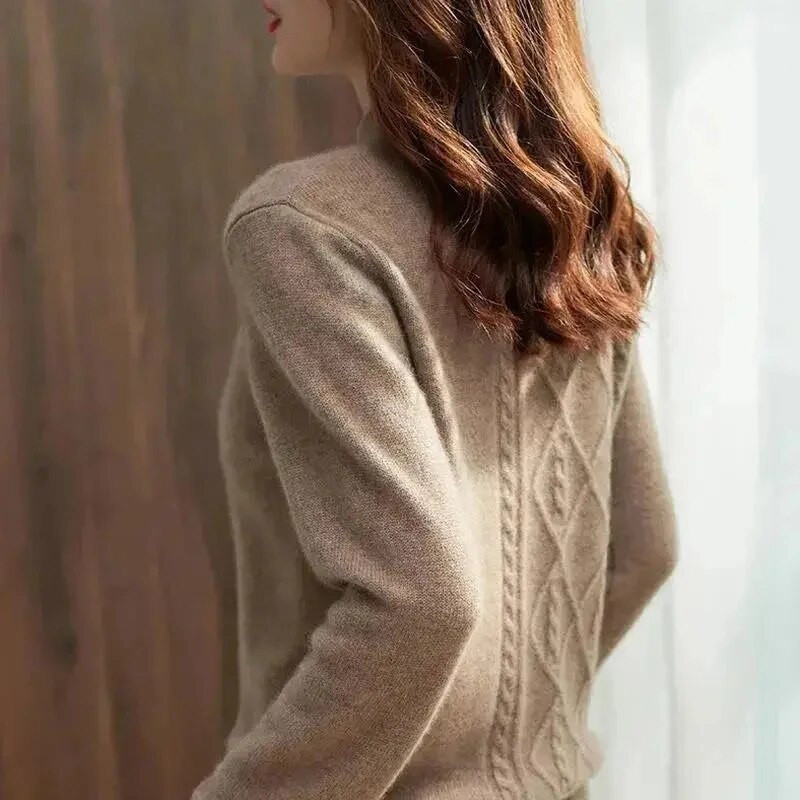 Sieviešu džemperis 2023. gada korejiešu modes rudens ziemas kontrasta trikotāžas apģērbs silts džemperis ar garām piedurknēm, trikotāžas sieviešu džemperis