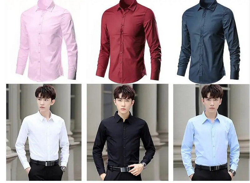 Profesionāli darba topi Vīriešu uzvalku krekli Svinīgie kleitu krekli Bez gludināšanas