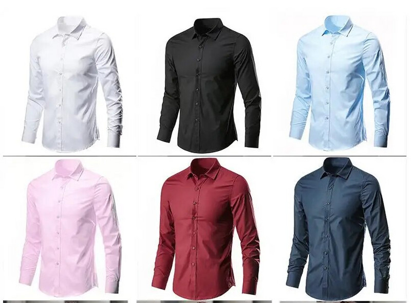 Profesionāli darba topi Vīriešu uzvalku krekli Svinīgie kleitu krekli Bez gludināšanas