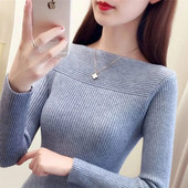 2023. gada jauns ziemas sieviešu rudens džemperis, trikotāžas, mīksts džemperis, kašmira džemperi ar O veida kakla izgriezumu. Rudens pamata džemperi apakškrekli