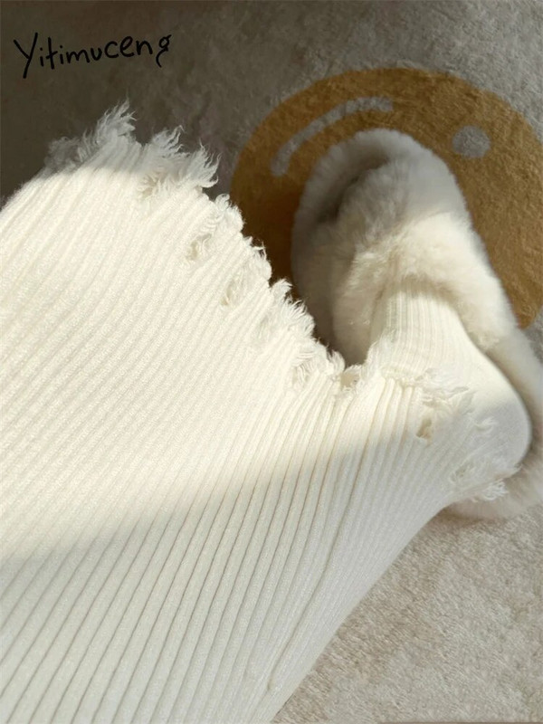 Yitimuceng pušķis trikotāžas bikses sievietēm 2023. gada ikdienišķas vienkāršās bikses ar augstu vidukli, platas kājas