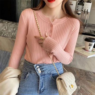 Női, 2024. ősz, új pulóver karcsúsított hosszú ujjú kötött alsó ing belső viselet felső divat pulóverek ruhák karcsúsító izzadság