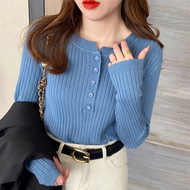 Női, 2024. ősz, új pulóver karcsúsított hosszú ujjú kötött alsó ing belső viselet felső divat pulóverek ruhák karcsúsító izzadság