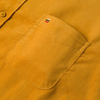 Мъжка ретро риза от 100% памук и рипсено кадифе с дълги ръкави, един джоб с кръпка, стандартна кройка и яка с копчета Качествени ежедневни ризи