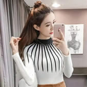 2023-as alap garbó női pulóverek őszi téli vastag meleg pulóver vékony felsők bordázott kötött pulóver pulóver puha húzás női