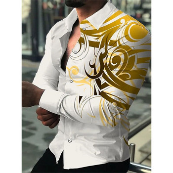 Модна мъжка риза с дълъг ръкав тенденциозен дизайн Звездно небе Луксозни ризи Мъжка социална улична ежедневна риза 2023 г. Ревер с дълъг ръкав