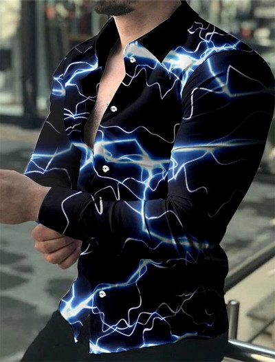 Divatos férfi hosszú ujjú ing trend design Starry Sky Luxus ingek Férfi társasági utcai alkalmi ing 2023 Lapel hosszú ujjú