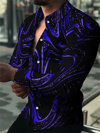 Divatos férfi hosszú ujjú ing trend design Starry Sky Luxus ingek Férfi társasági utcai alkalmi ing 2023 Lapel hosszú ujjú