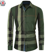 Freds Māršals, 2023. gada vasara, jauna mode, kontrasts, rūtains krekls ar garām piedurknēm, ikdienas lietišķs 100% kokvilna ar pogām uz augšu kleita krekli Topi