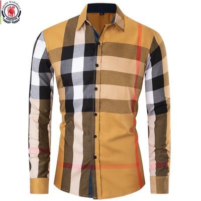 Freds Māršals, 2023. gada vasara, jauna mode, kontrasts, rūtains krekls ar garām piedurknēm, ikdienas lietišķs 100% kokvilna ar pogām uz augšu kleita krekli Topi