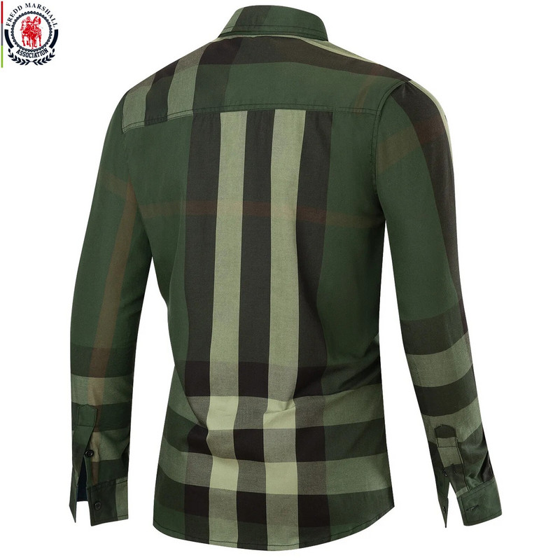 Freds Māršals, 2023. gada vasara, jauna mode, kontrasts, rūtains krekls ar garām piedurknēm, ikdienas lietišķs 100% kokvilna ar pogām uz augšu kleita krekli Topi