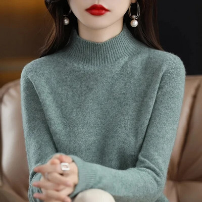 2023-as őszi, téli vastag pulóver, női kötött, bordás pulóver, hosszú ujjú garbós karcsú pulóver puha, melegen húzható női pulóver