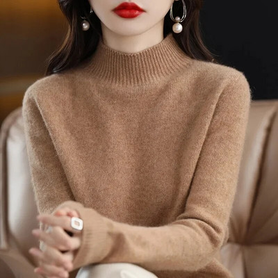 2023-as őszi, téli vastag pulóver, női kötött, bordás pulóver, hosszú ujjú garbós karcsú pulóver puha, melegen húzható női pulóver