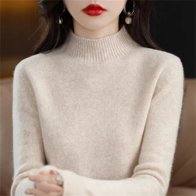 2023-as őszi, téli vastag pulóver, női kötött, bordás pulóver, hosszú ujjú garbós karcsú pulóver puha, melegen húzható női pulóver