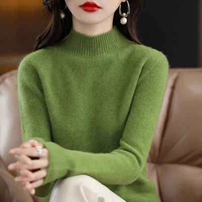 2023-as őszi, téli vastag pulóver, női kötött, bordás pulóver, hosszú ujjú garbós karcsú pulóver puha, melegen húzható női pulóver