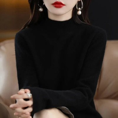 2023-as őszi, téli vastag pulóver, női kötött, bordás pulóver, hosszú ujjú garbós karcsú pulóver puha, melegen húzható női pulóver