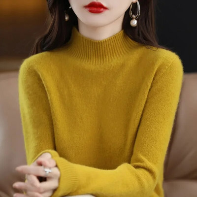 2023-as őszi, téli vastag pulóver, női kötött, bordás pulóver, hosszú ujjú garbós karcsú pulóver puha, melegen húzható női pulóver