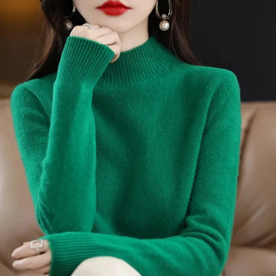 2023-as őszi, téli vastag pulóver, női kötött, bordás pulóver, hosszú ujjú garbós karcsú pulóver puha, melegen húzható női pulóver