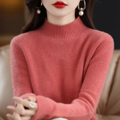 2023-as őszi, téli vastag pulóver, női kötött, bordás pulóver, hosszú ujjú garbós karcsú pulóver puha, melegen húzható női pulóver