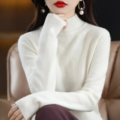 2023-as őszi, téli vastag pulóver, női kötött, bordás pulóver, hosszú ujjú garbós karcsú pulóver puha, melegen húzható női pulóver