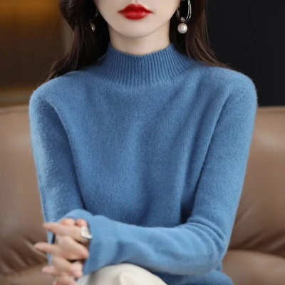 2023-as őszi, téli vastag pulóver, női kötött, bordás pulóver, hosszú ujjú garbós karcsú pulóver puha, melegen húzható női pulóver