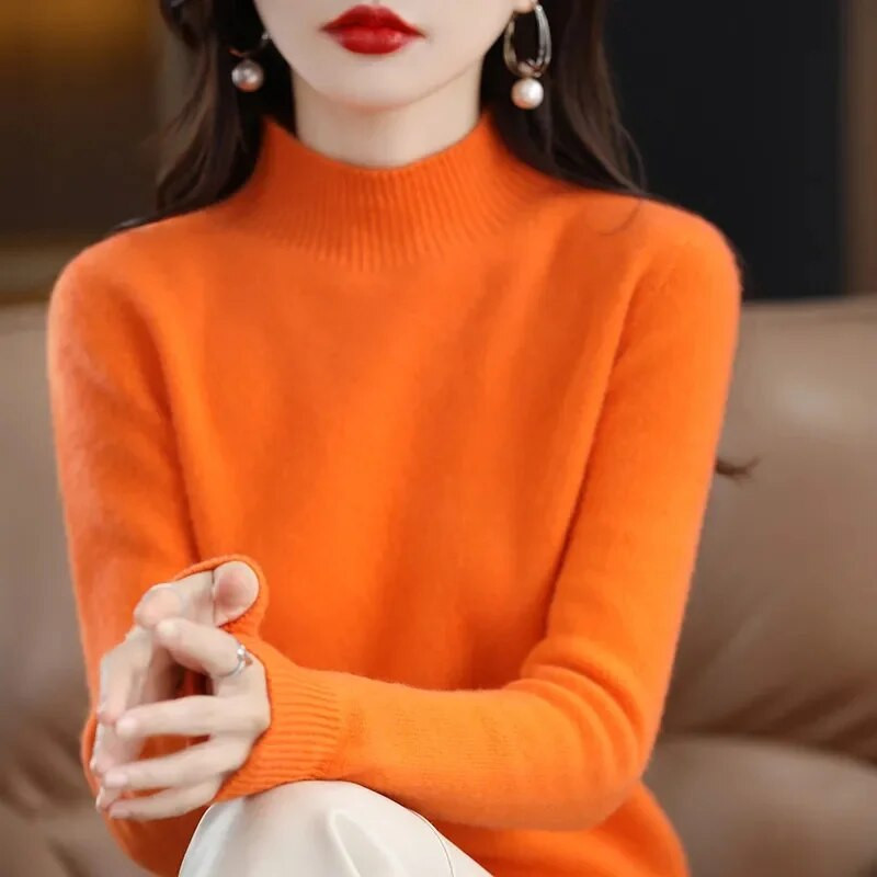 2023-as őszi, téli vastag pulóver, női kötött, bordás pulóver, hosszú ujjú garbós karcsú pulóver puha, melegen húzható női pulóver