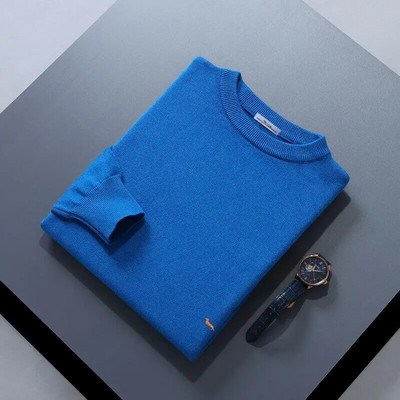 Jauns rudens ziemas vīriešu džemperis, mīksts, 100% kokvilnas, uztur siltumu, trikotāžas Harmont izšuvumi ar O veida kakla izgriezumu garām piedurknēm, vienkrāsaini džemperi