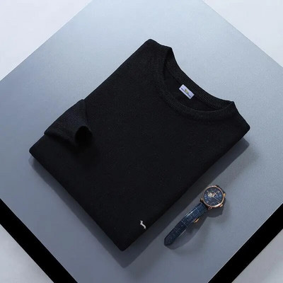 Jauns rudens ziemas vīriešu džemperis, mīksts, 100% kokvilnas, uztur siltumu, trikotāžas Harmont izšuvumi ar O veida kakla izgriezumu garām piedurknēm, vienkrāsaini džemperi