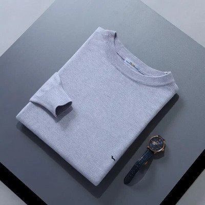 Jauns rudens ziemas vīriešu džemperis, mīksts, 100% kokvilnas, uztur siltumu, trikotāžas Harmont izšuvumi ar O veida kakla izgriezumu garām piedurknēm, vienkrāsaini džemperi