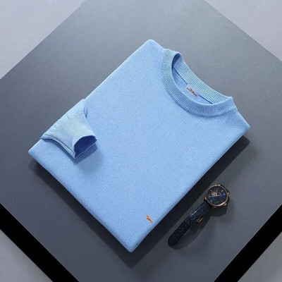 Jauns rudens ziemas vīriešu džemperis, mīksts, 100% kokvilnas, uztur siltumu, trikotāžas Harmont izšuvumi ar O veida kakla izgriezumu garām piedurknēm, vienkrāsaini džemperi