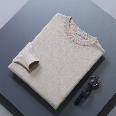 Jauns rudens ziemas vīriešu džemperis, mīksts, 100% kokvilnas, uztur siltumu, trikotāžas Harmont izšuvumi ar O veida kakla izgriezumu garām piedurknēm, vienkrāsaini džemperi