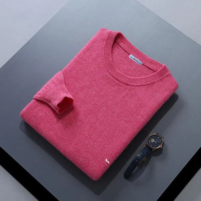 Jauns rudens ziemas vīriešu džemperis, mīksts, 100% kokvilnas, uztur siltumu, trikotāžas Harmont izšuvumi ar O veida kakla izgriezumu garām piedurknēm, vienkrāsaini džemperi